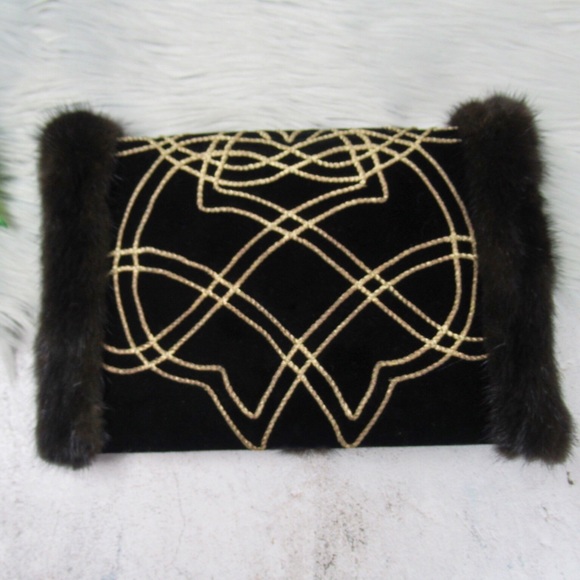 Isabel Canovas Vintage Velvet Mink Envelope Clutch - Picture 3 of 11